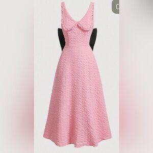 Women’s Sleeveless A line Ruffled Collard Bow Dress